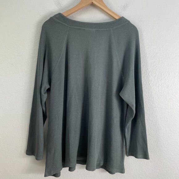 J Jill Womens XL Petite Embroidered Waffle Knit Raglan Top in Coriander Green - Picture 10 of 10